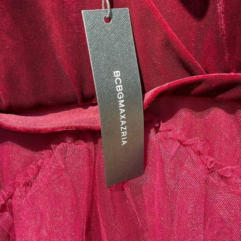 New REVOLVE / BCBGMAXAZRIA Velvet Ruffle Gown in Cabernet Size medium - Picture 8 of 17
